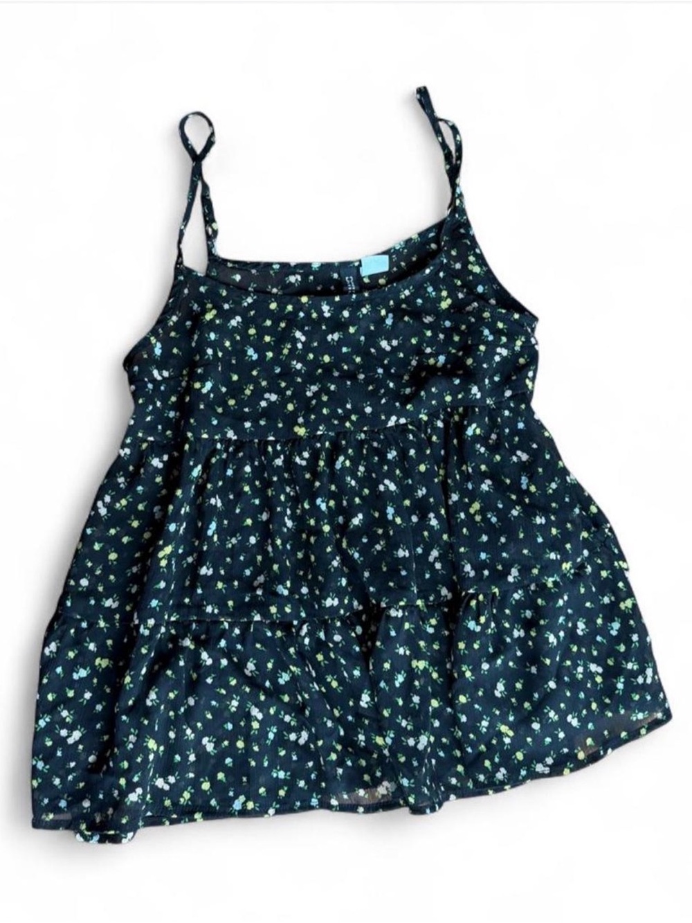 H&M Navy Floral Tiered Spaghetti-Strap Tank